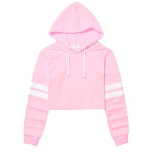 Women's Loose Striped Long Sleeve Crop Top